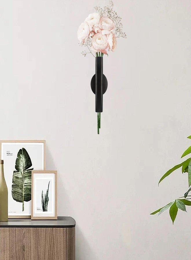 AUXBC 7" Wall-Mounted Flower Tube, Top/Bottom Open Vase, Wall Metal Flower Tube Decoration Holder for Flower Display, Home Office Living Room Bedroom Decoration with Adhesive Material, 2pcs(Black) - Image 5